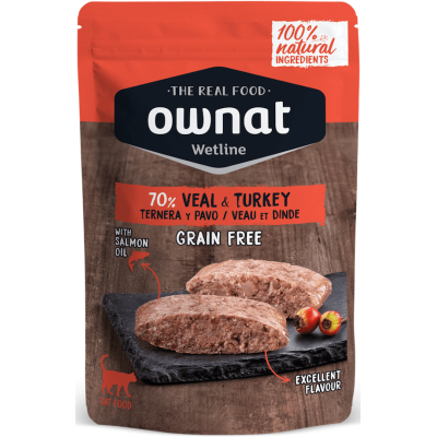     Ownat Wet Line Vitela Perú 85gr  gato adulto
