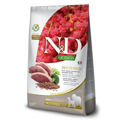     N&D Quinoa Dog Neut Duck Bro&Asp Adult Med/Max 12Kg
